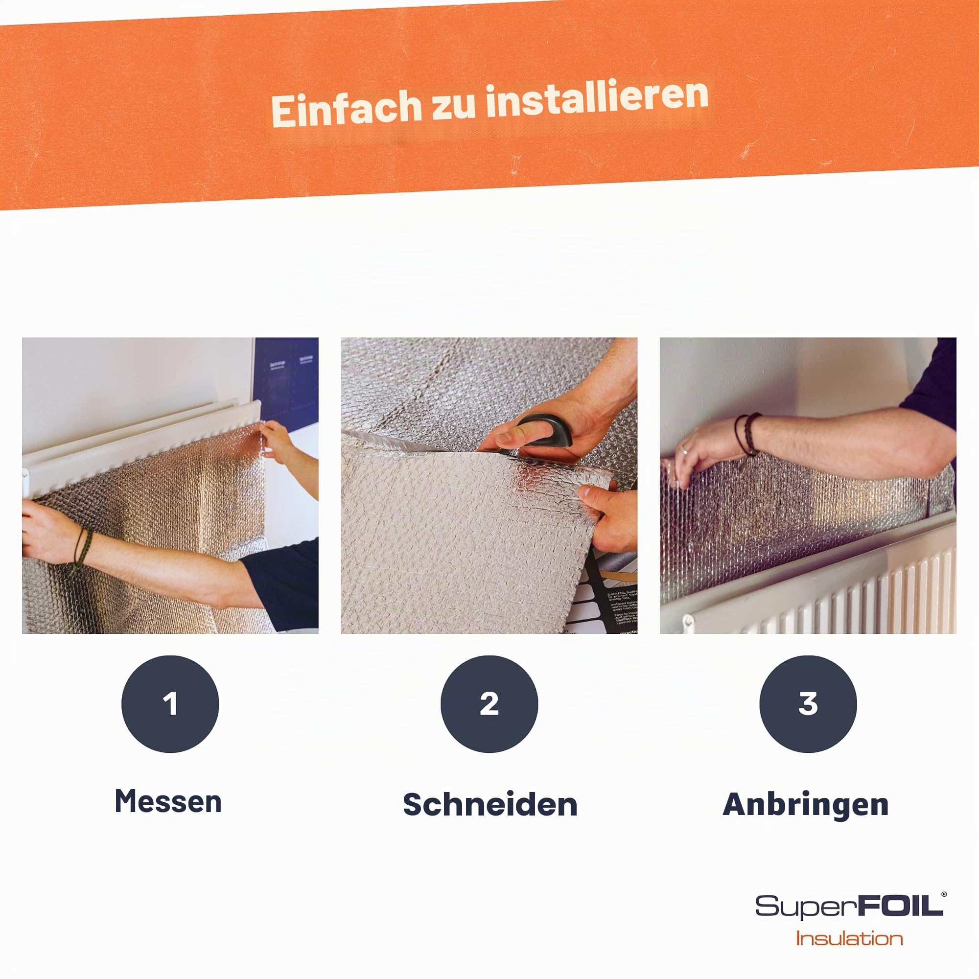 SuperFOIL Dämmfolie 0,6m x 10m - Energieeffizientes MDS-Set - Nachhaltige 3-in-1-Wärmeisolierung mit reflektierender Strahlungssperre und Dampfsperre - Zuhause und Auto
