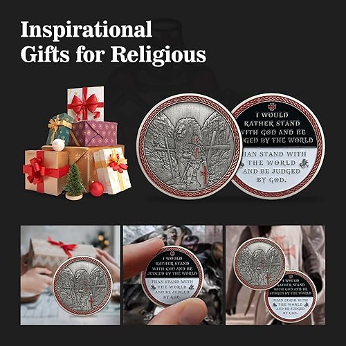 Miniatura 6 de Moneda de desafío de caballeros templarios, leones religiosos de la Cruz Roja conmemorativa, regalo para la religión cristiana