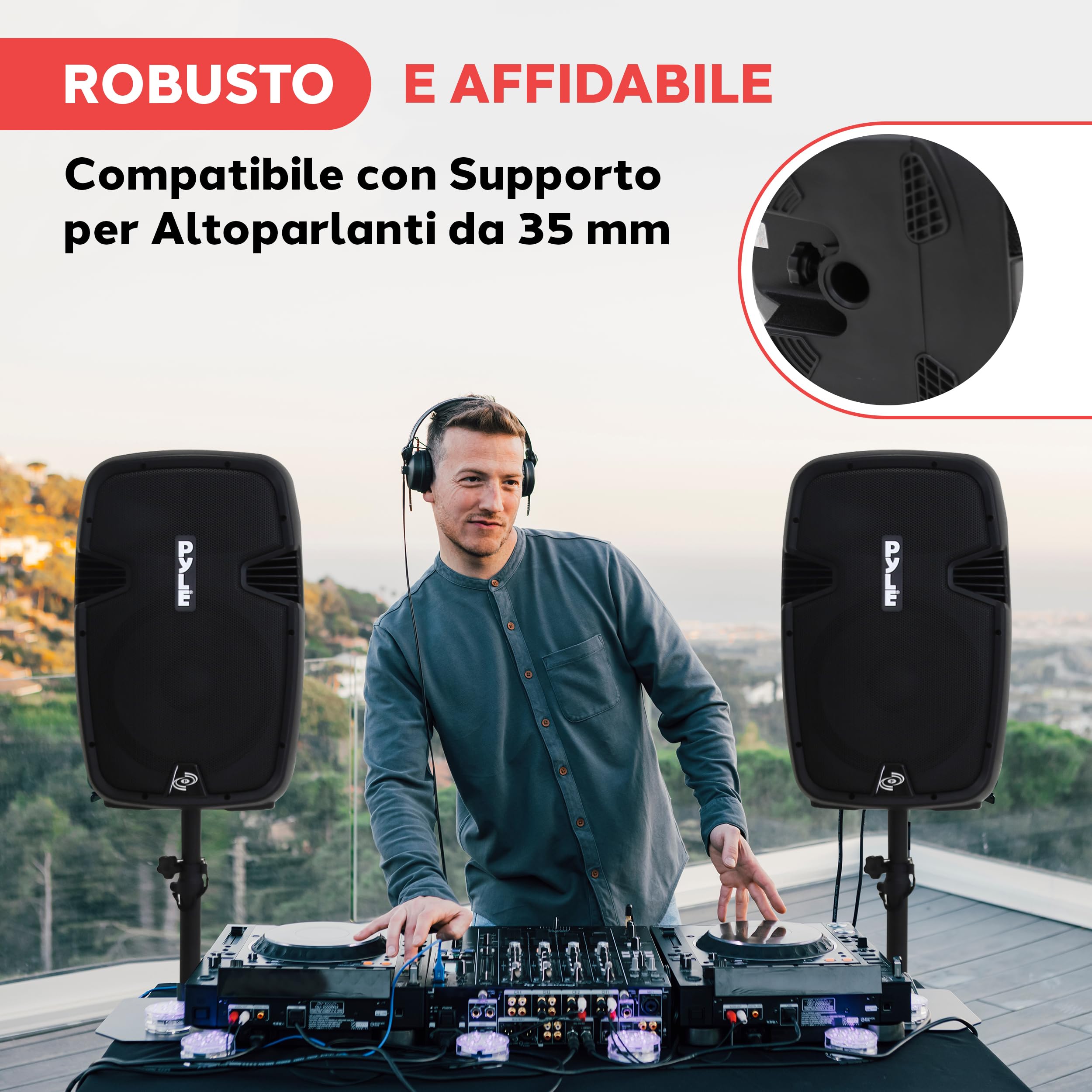 Pyle EUPPHP1249KT - Coppia di altoparlanti PA con Bluetooth, piedistallo, microfono e telecomando, subwoofer da 30,5 cm con USB, lettore di schede SD, amplificatore audio portatile per DJ concerti,