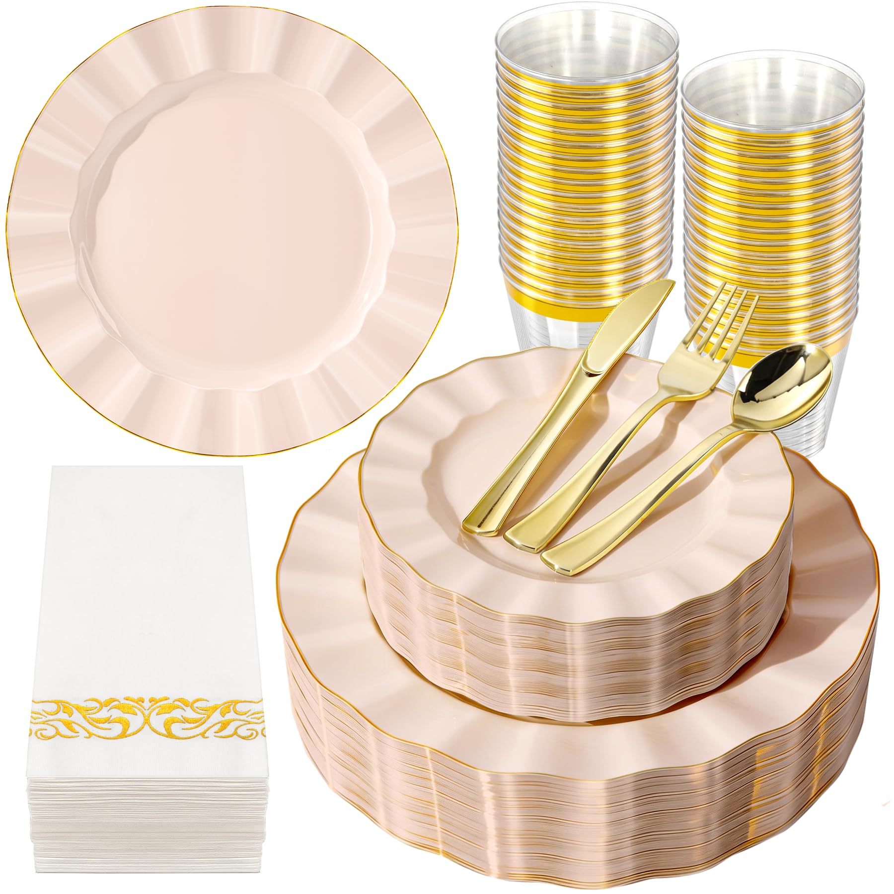 Pink Dinnerware Set - 175 Piece Party Plates -1