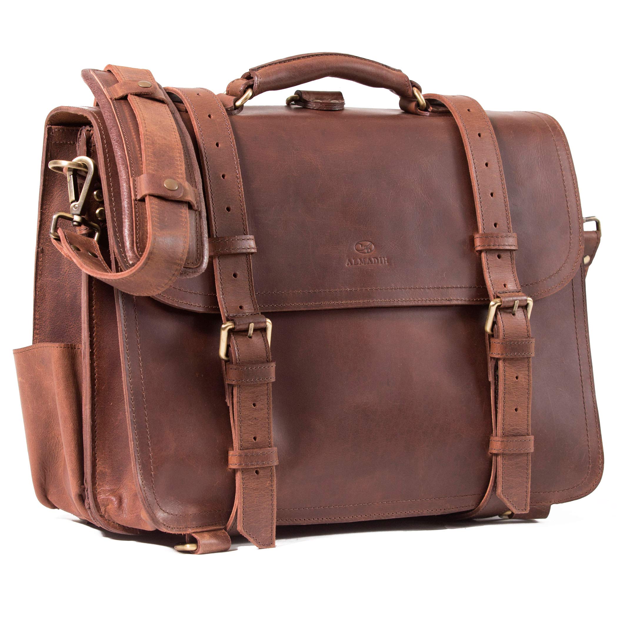 ALMADIH Leder Multifunktionstasche WALKER Aktentasche, Rucks