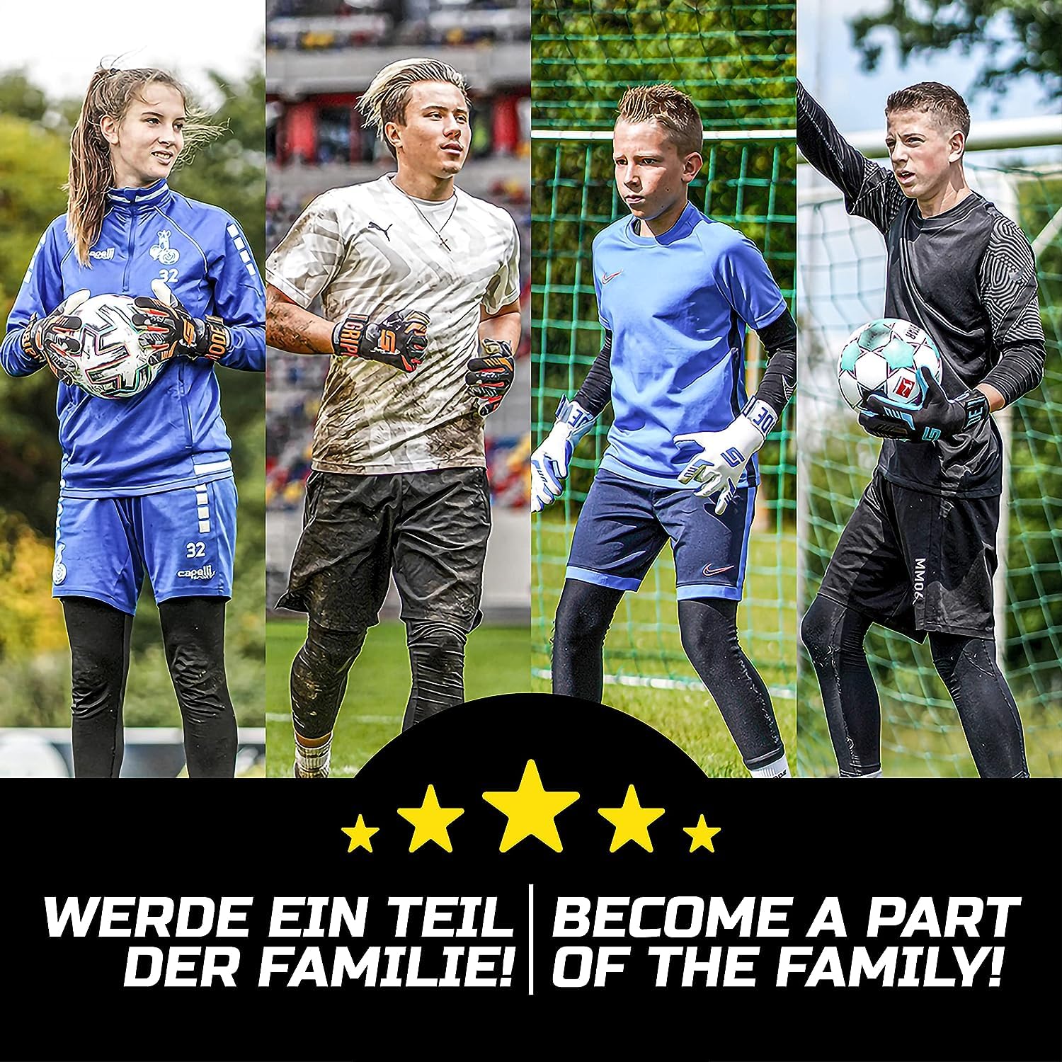 GRIPMODE Blackout Hybrid 2.0 Torwarthandschuhe - Torhüter Handschuhe mit Belag aus Griptec® Latex für jedes Wetter - Fußball-Torwarthandschuhe für Kinder, Jugendliche & Erwachsene - Größe 7-11