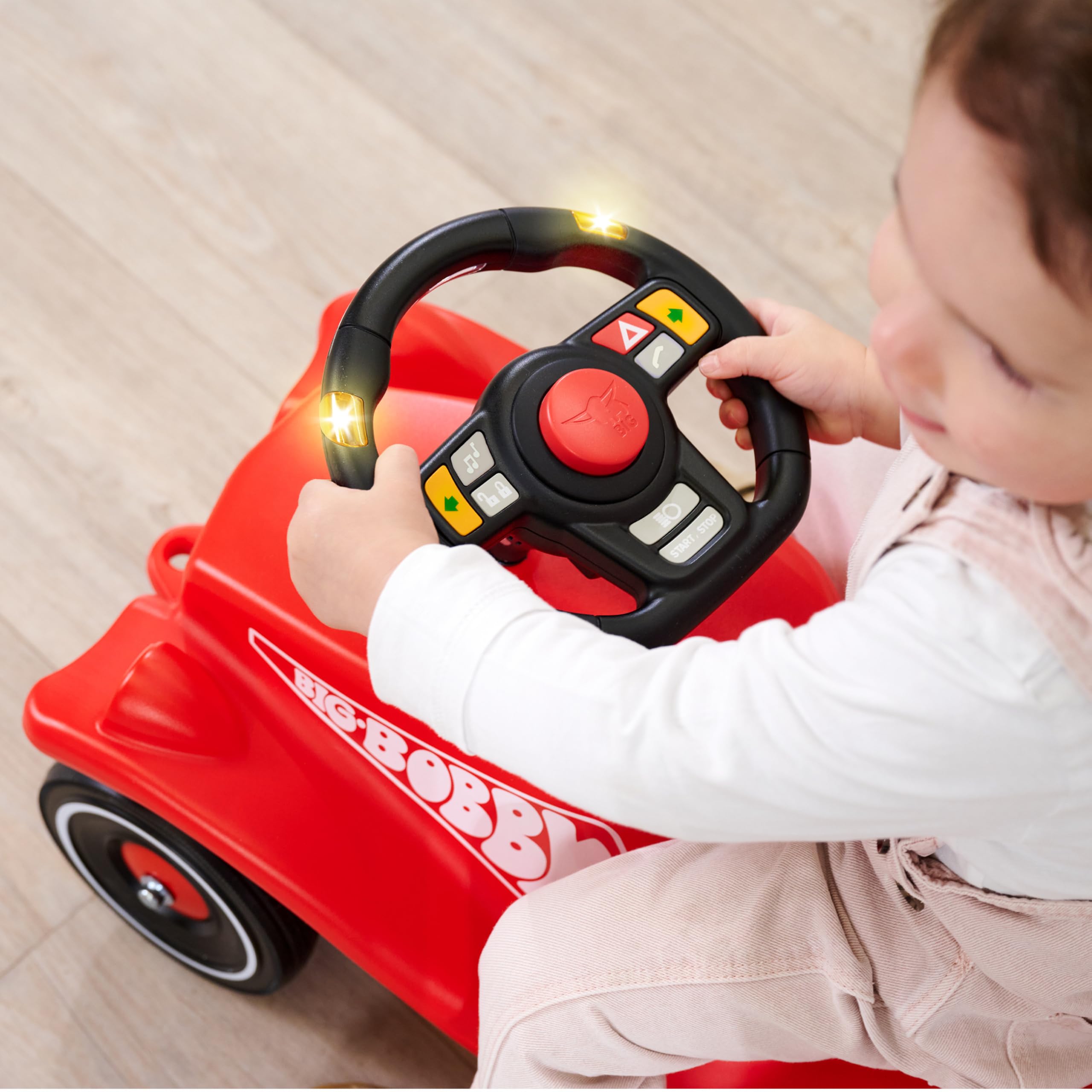 Big Sound Lenkrad – mit Licht & 8 realistischen Sounds – Zubehör für Big Bobby Car & Big Traktoren (ab 2010), inkl. Batterien, für Kinder ab 12 Monaten