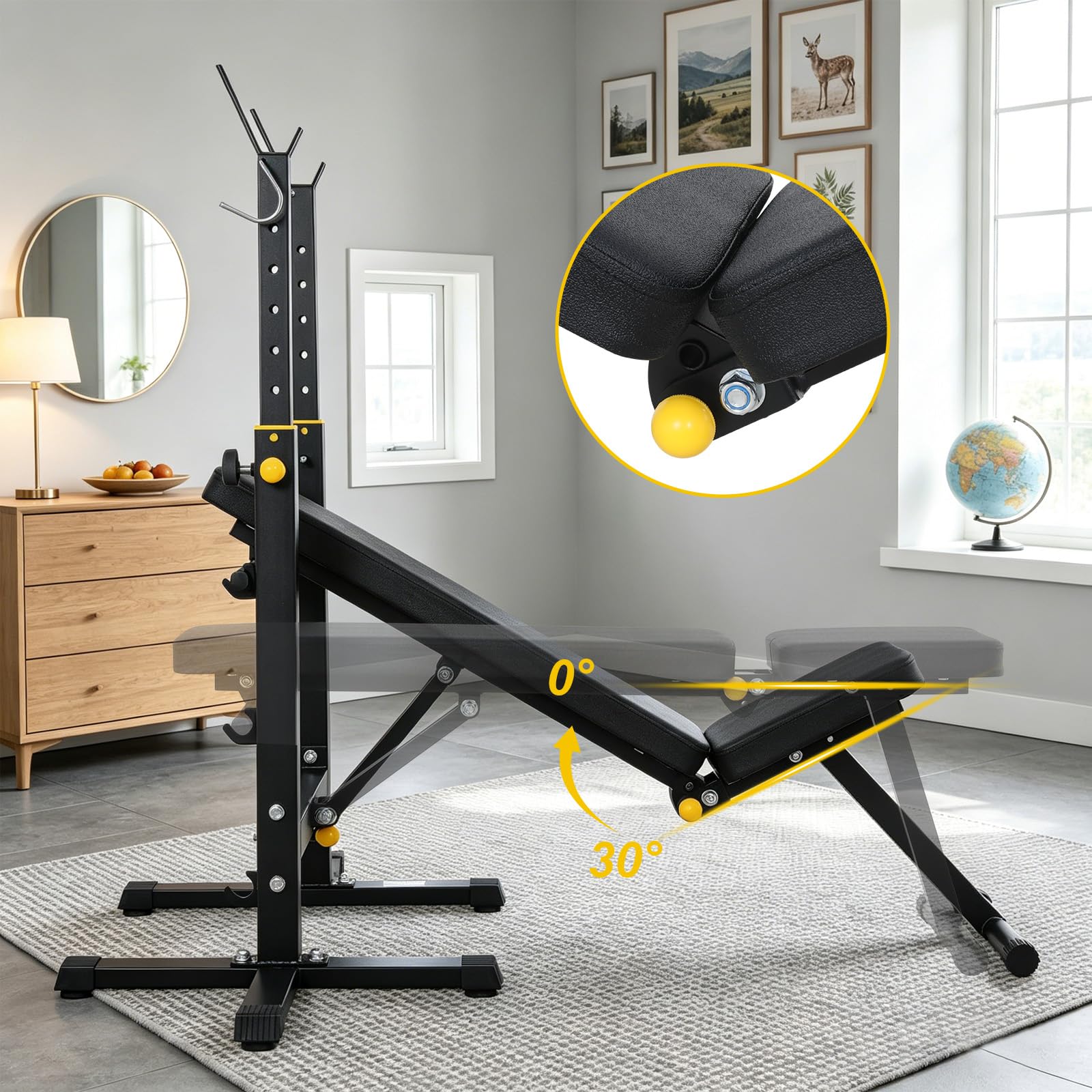 Banco de musculación plegable, multifunción, respaldo reclinable, banco de musculación, brazo y piernas, altura ajustable 7 niveles, Bench Press Musculation, hombre deporte, capacidad alta