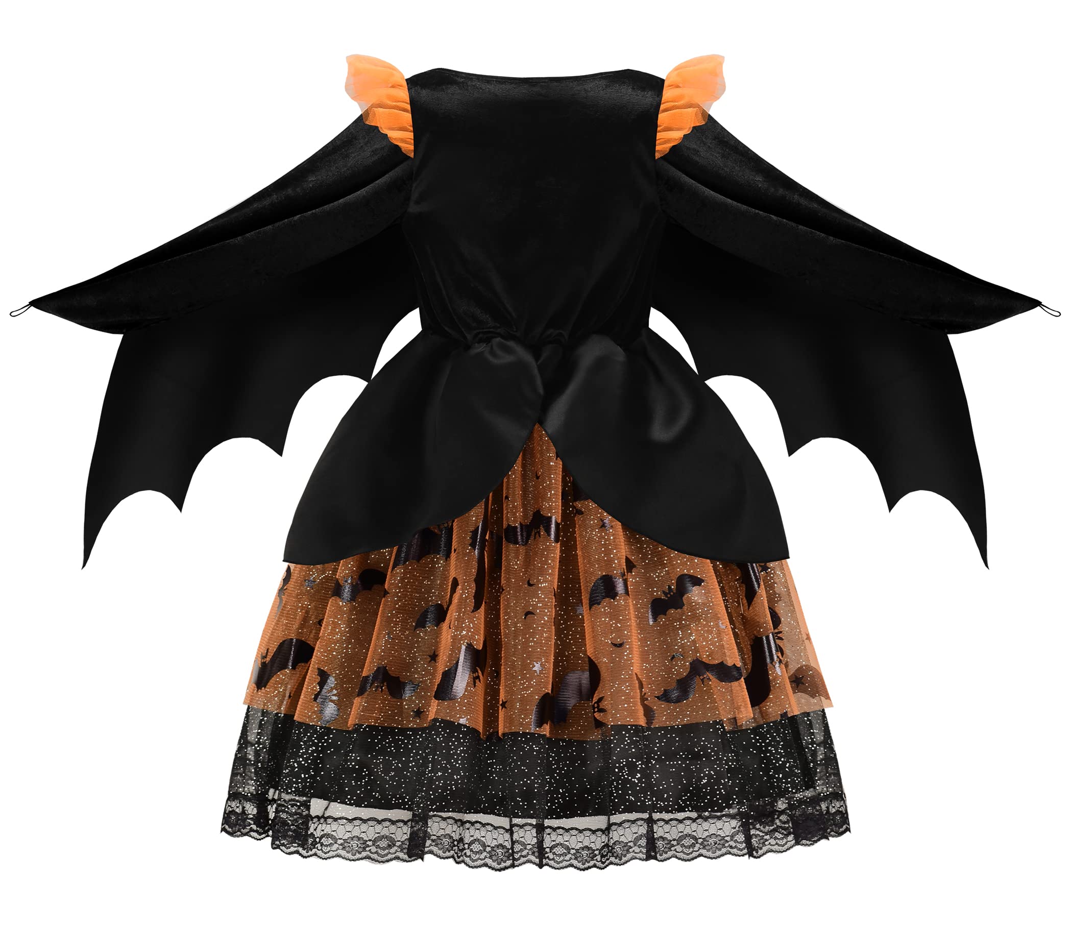 ReliBeauty Costume Pipistrello Bambina con Ali Halloween