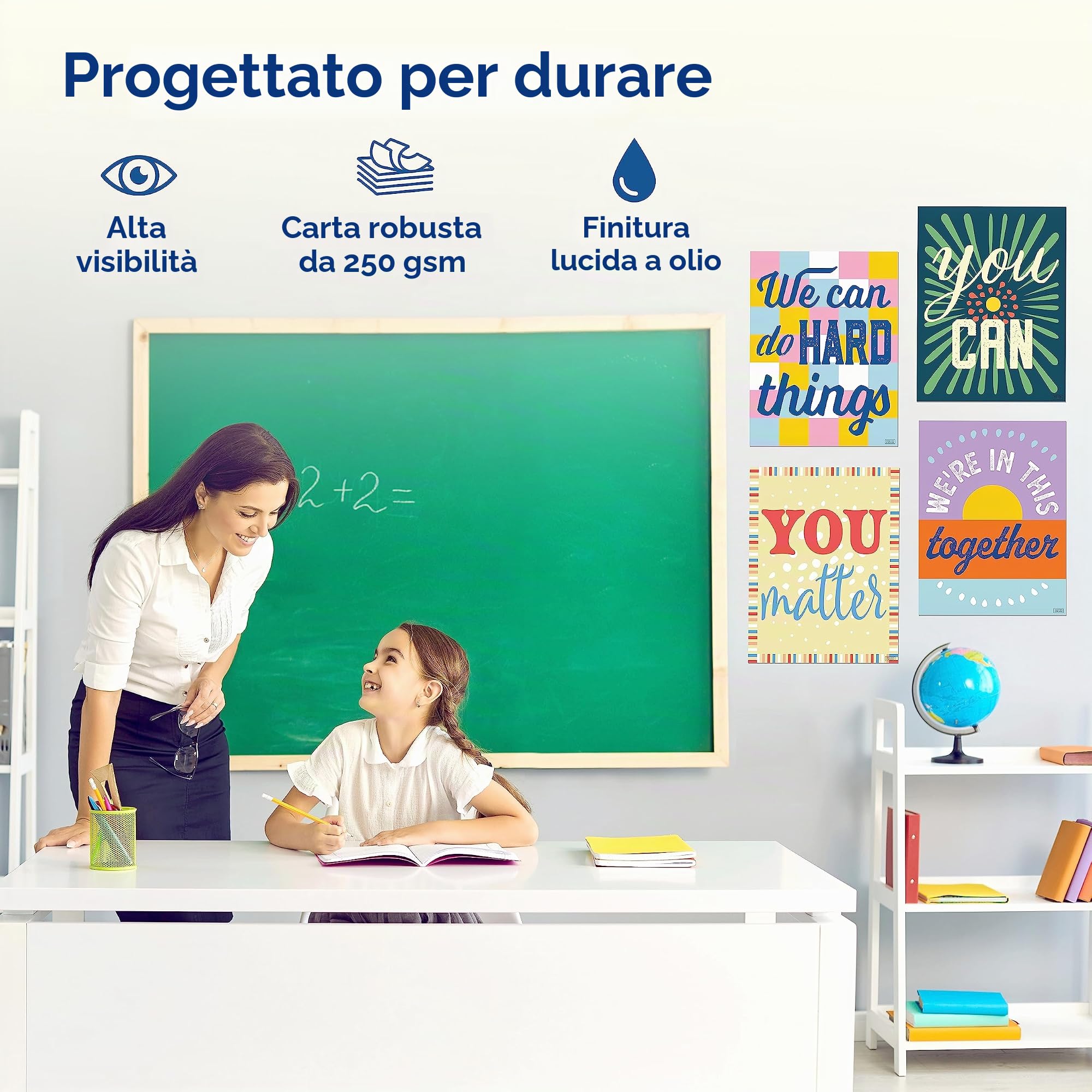 S&O - Set di 15 poster motivazionali per aule, poster per sala studio, grafici motivazionali per scuola superiore, stampe motivazionali per scuola, cartelli che aumentano la fiducia in ufficio