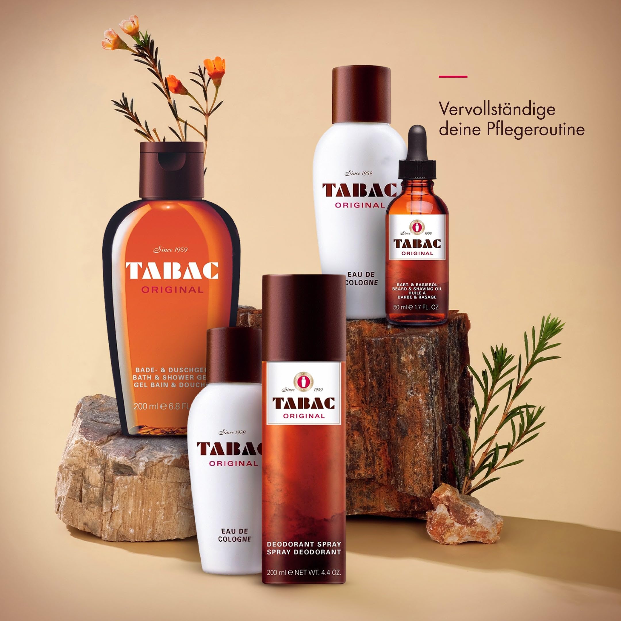 TABAC ORIGINAL Herren Eau de Cologne – Markanter, klassischer Männerduft mit Moschus & Ambra, herb-frische Nuancen und holzig-würzige Noten, Made in Germany, 300 ml Splash