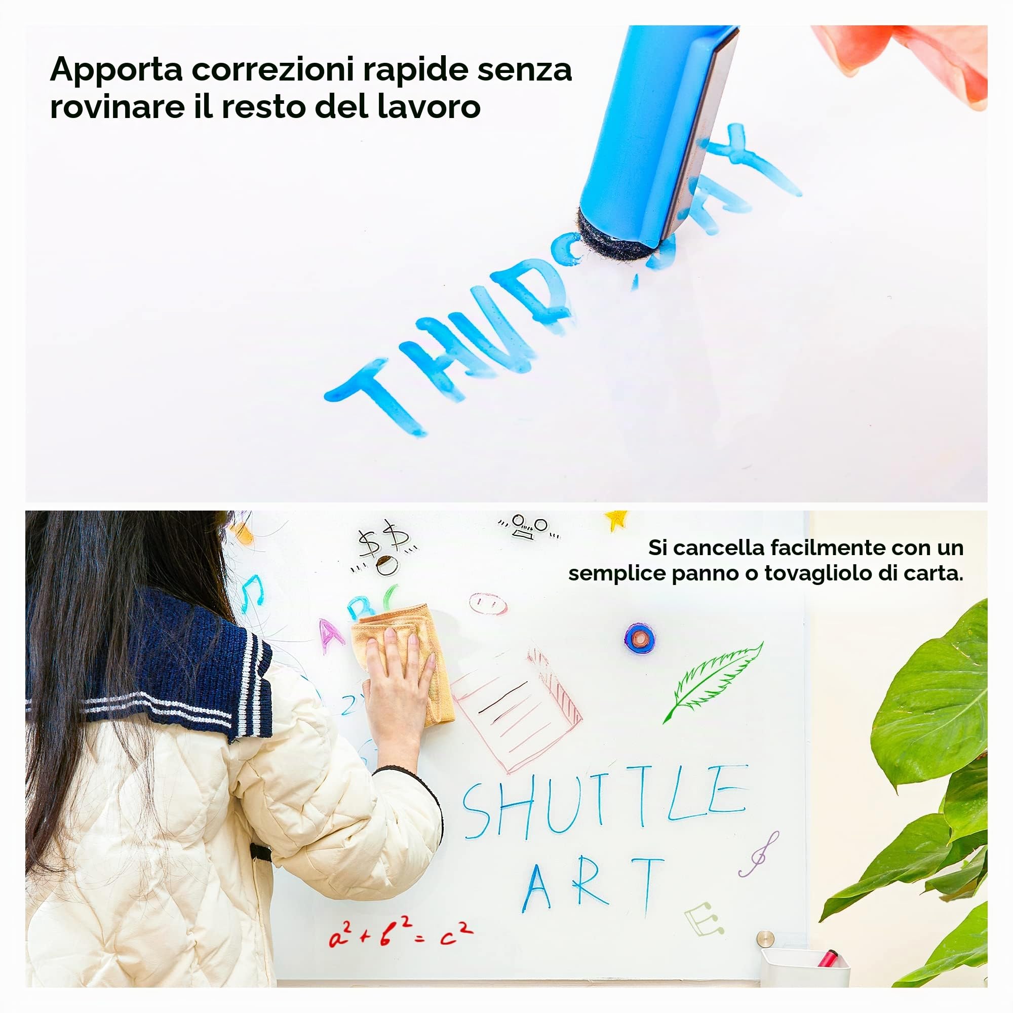 Shuttle Art 15 pennarelli magnetici per lavagna, punta fine, cancellabili a secco