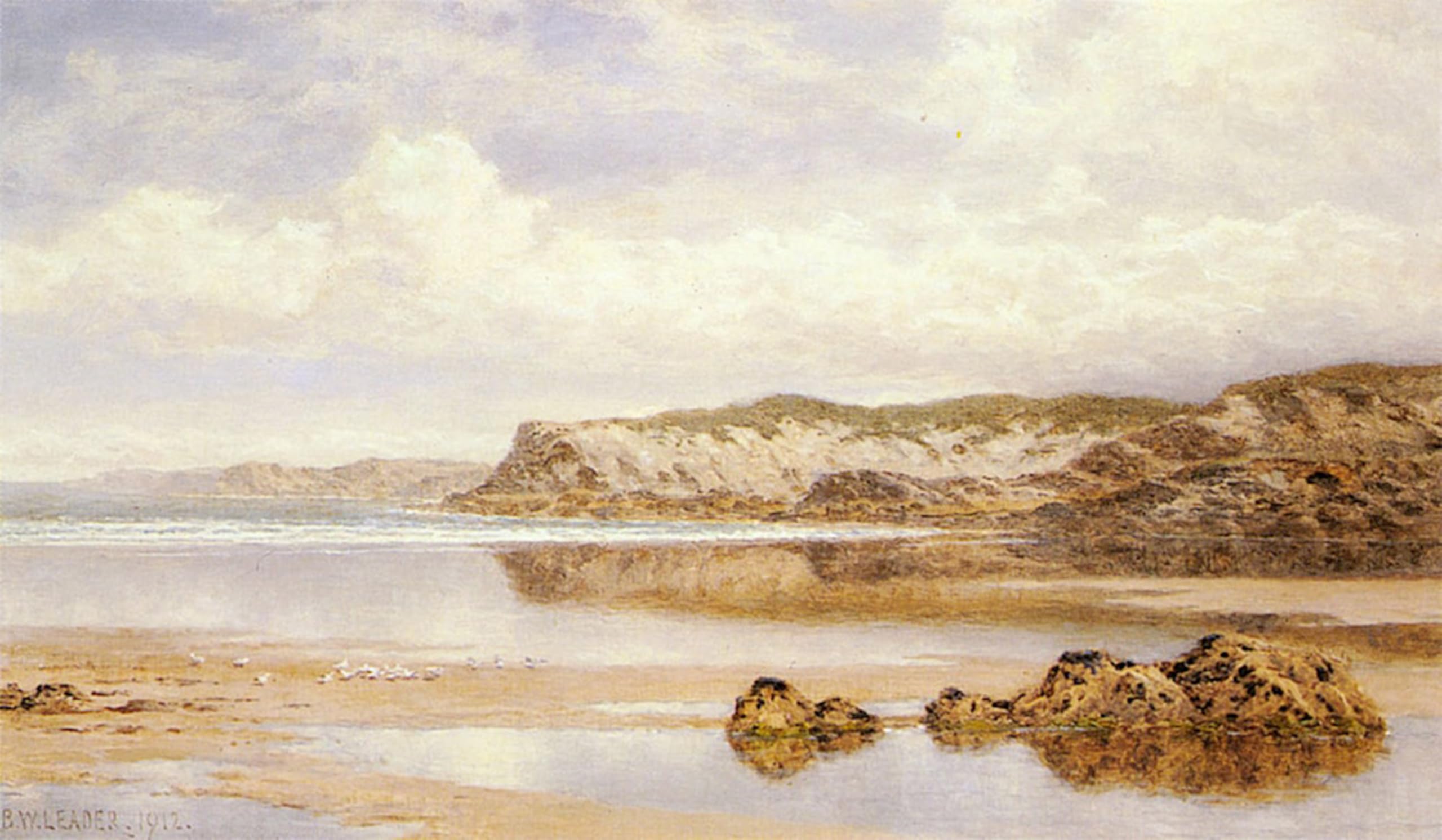 ARTXLXXBN Famous Prints Artwork Pictures Poster Painting Art the Incoming Tide Porth Newquay by Benjamin Williams Leader Artwork Landscape Pictures for Home Decor 60x90cm