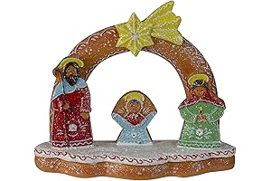 Delicate 8" Glitter-Dusted Gingerbread Holy Family Nativity Decoration