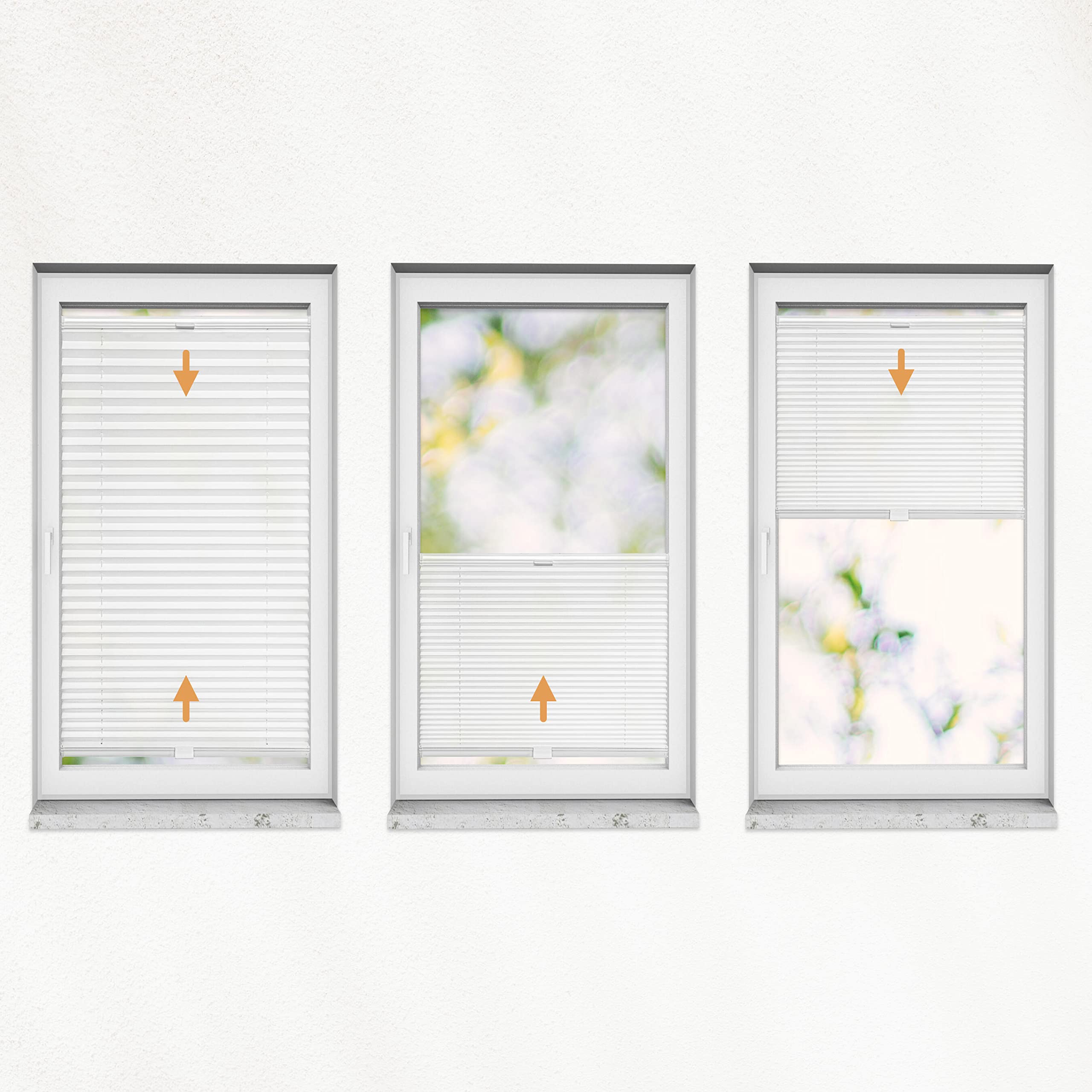 Estika Plissee ohne Bohren, Premium Klemmfix - 105cm Breite x 120cm Höhe - Weiß - Metal Plisseehalter ohne Bohren, Modern Sichtschutz für Fenster, Jalousien Fenster für innen