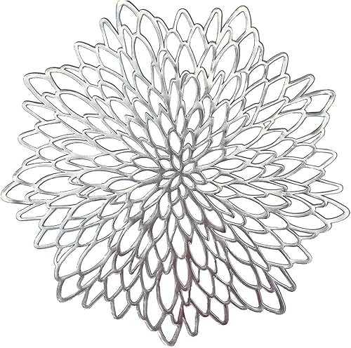 Manteles individuales redondos de vinilo prensado de 15 pulgadas para mesa de comedor, juego de 6, lavables y lavables, tapete de cocina para