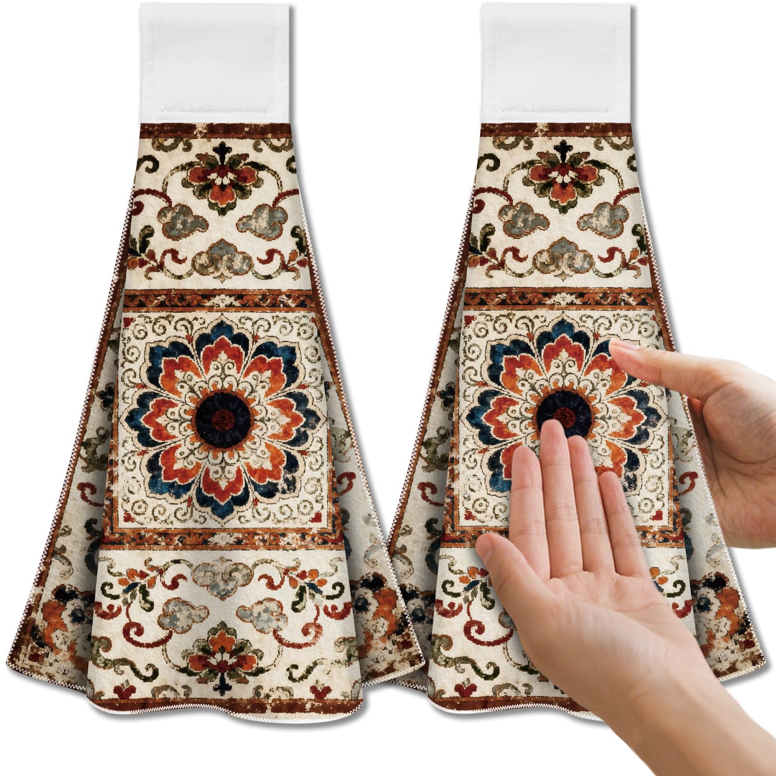 CUTHOLLOW 2 Pcs Turkish Style Hanging Kitchen Towels with Loop