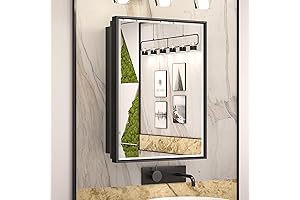 Keonjinn Bathroom Medicine Cabinet, Matte Black 17 x 25 Inch