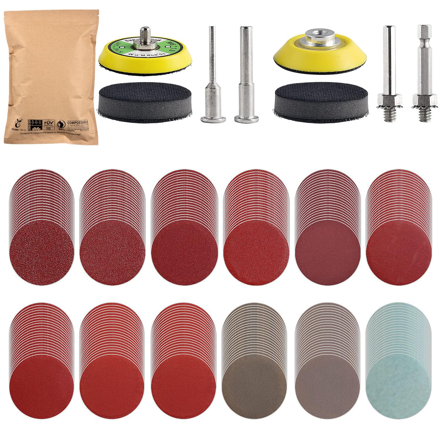Rodopi® 100x Korrel 220 Schuurpapier 225 mm -zonder perforatie Excentrisch Schuurmachine