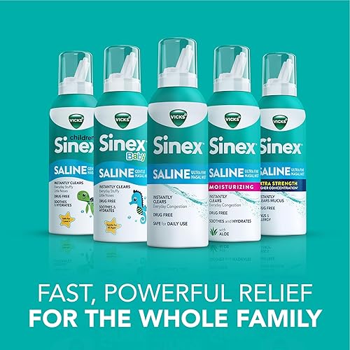 Miniatura 14 de VICKS Sinex Baby - Spray nasal salino sin drogas, limpia instantáneamente las narices pequeñas congestionadas todos los días, calma e hidrata,