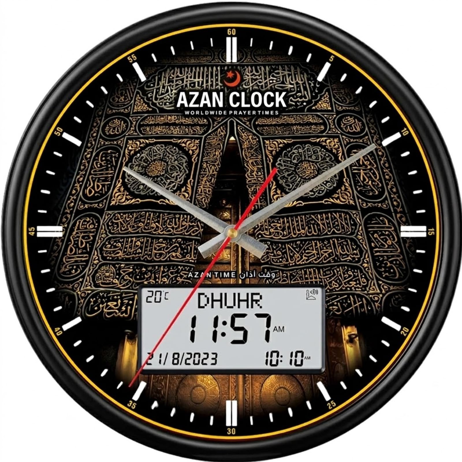 Horloge Azan 8 sons avec direction de la Qibla et LED