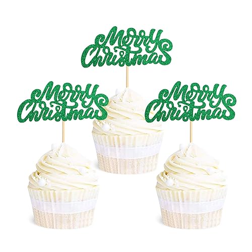 Ercadio Paquete de 36 adornos verdes para cupcakes de Navidad con purpurina para Navidad, fiestas, suministros de decoraciĂłn de pasteles Ercadio Paquete de 36 adornos verdes para cupcakes de Navidad con purpurina para Navidad, fiestas, suministros de decoraciĂłn de pasteles