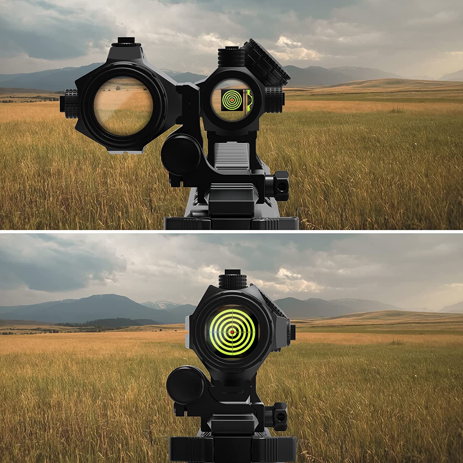 Feyachi M40 3X Red Dot Lupe mit Flip to Side Mount, Fokusverstellung, Windage & Elevation einstellbar, Zielfernrohr Red Dot Magnifier Kompatibel mit 21mm/22mm Picatinny/Weaver Schiene