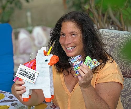 Miniatura 9 de Bonita piñata de unicornio de 12 pulgadas prellenada con varias cantidades de caramelos populares y etiqueta de mensaje adjunta, regalo perfecto