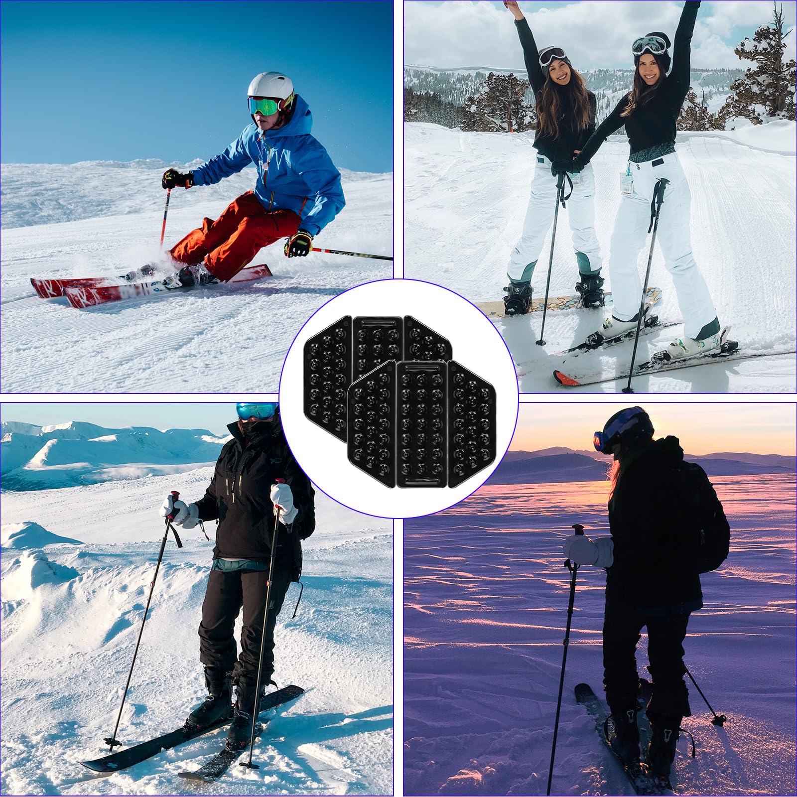 6pcs Stomp Pad Snowboard, Le Patin de Snowboard Noir Offre Une Adhérence Supplémentaire pour Le Snowboard Antidérapant Et Auto-Adhésif Accessoires de Ski d'hiver