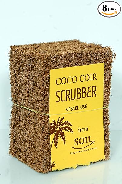 SOIL - Living an Eco-Friendly Life Style 8 Pieces 100% Natural Coco coir scrubber for Cleaning Utensils
