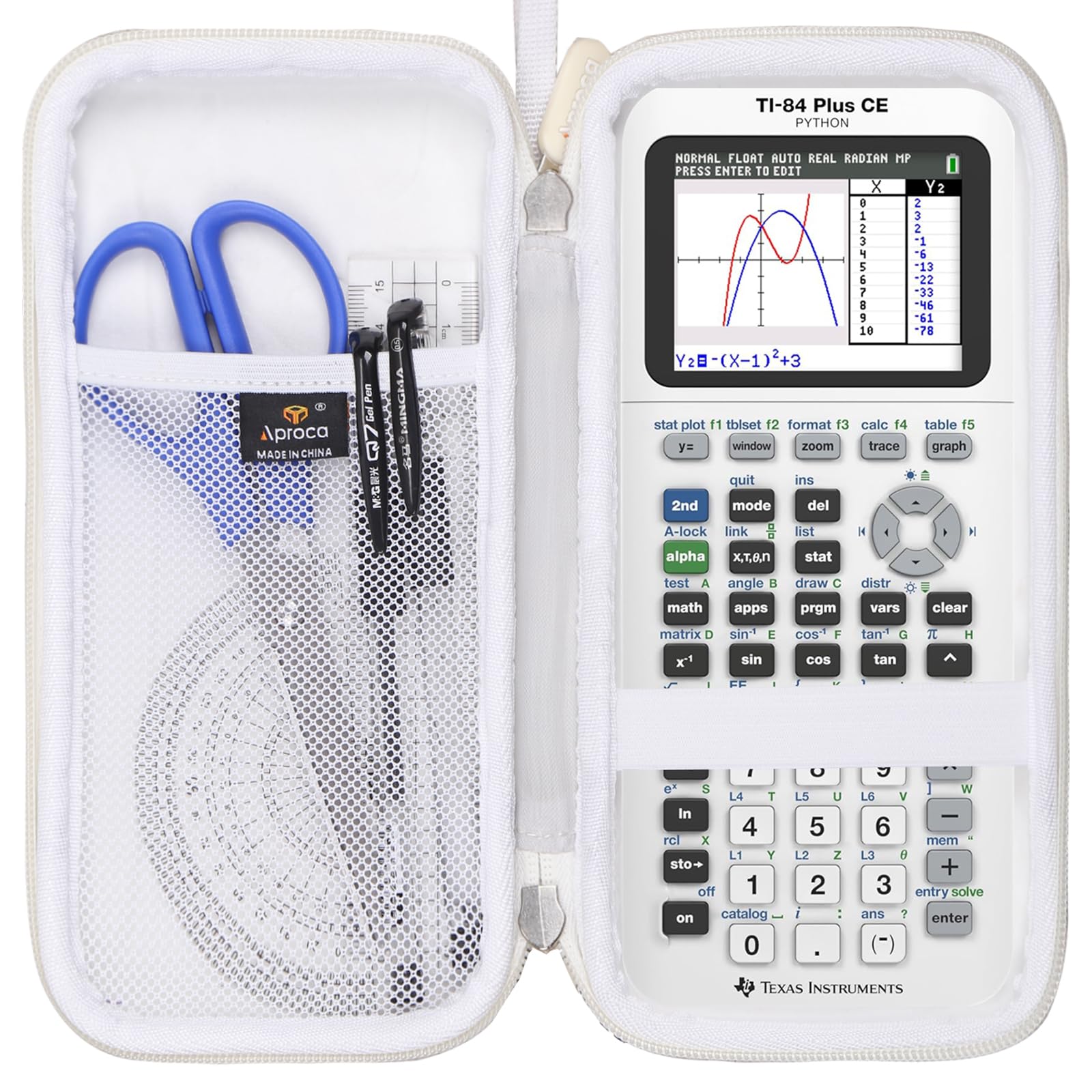 Aproca Calculator Case Compatible with Texas Instruments TI-84 Plus CE / TI-84 Plus / TI-83 Plus / TI-89 Titanium / TI-85 / TI-86 Color Graphing Calculator -White (Case Only)