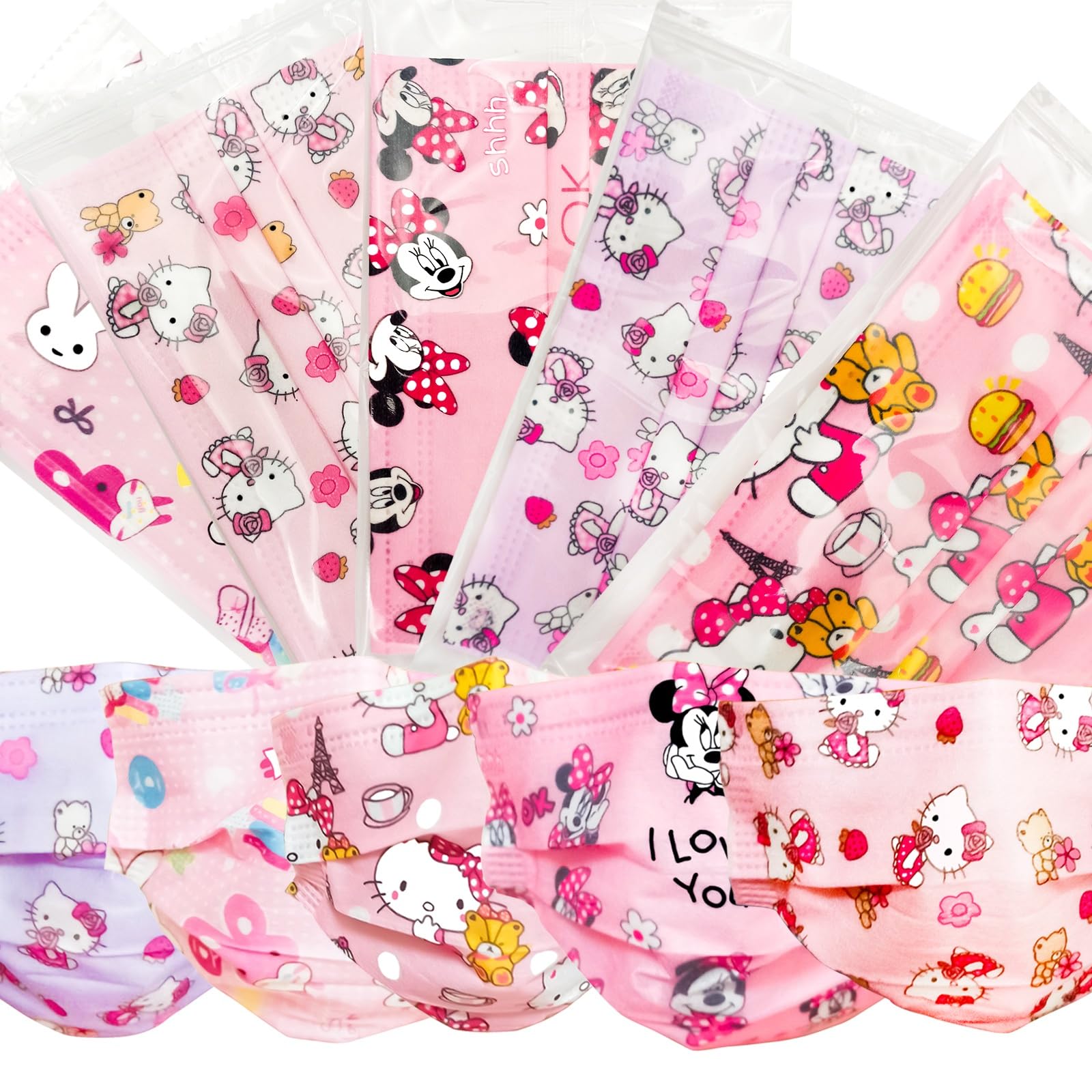 Individually Wrapped Kids Disposable Face Mask,50 Pcs Children,Youth Masks,3 Ply Kawaii Unisex Mascarillas Para NiñOs