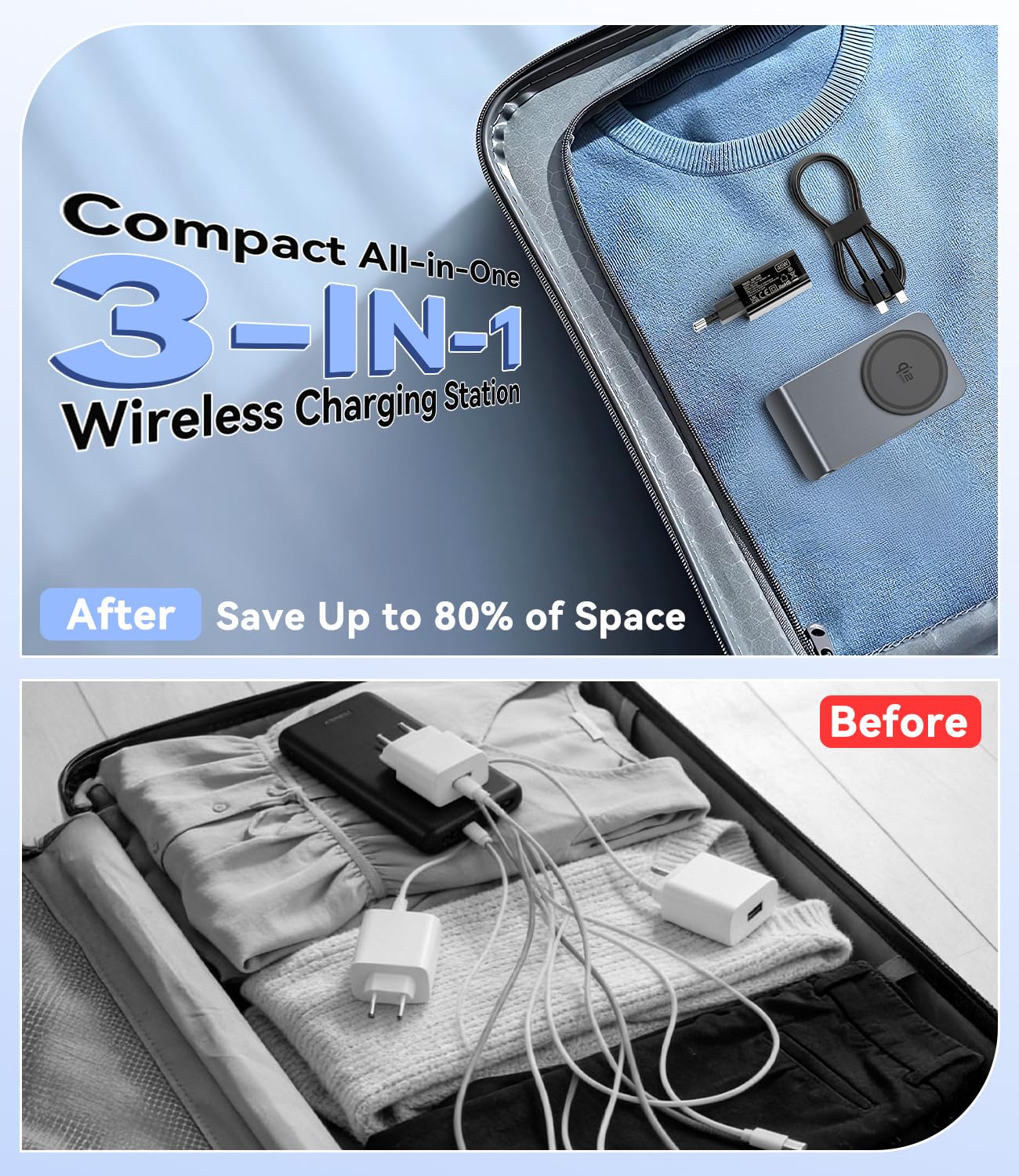 Station de Charge Magnétique 25W, Chargeur à Induction 3 en 1 Qi2.2, Chargeur sans Fil avec MagSafe pour iPhone 17, Apple Watch, AirPods (avec Adaptateur 45W)