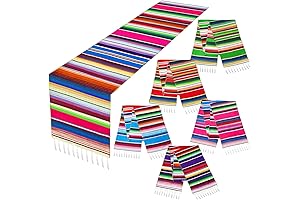 TURNMEON 5-Pack Mexican Serape Table Runners: A Fiesta of Color for Every Occasion
