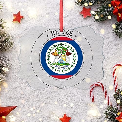 Miniatura 5 de Adornos de Navidad de Belice, adorno de bandera de Belice para decoración de árbol de Navidad, adornos de Navidad personalizados de acrílico