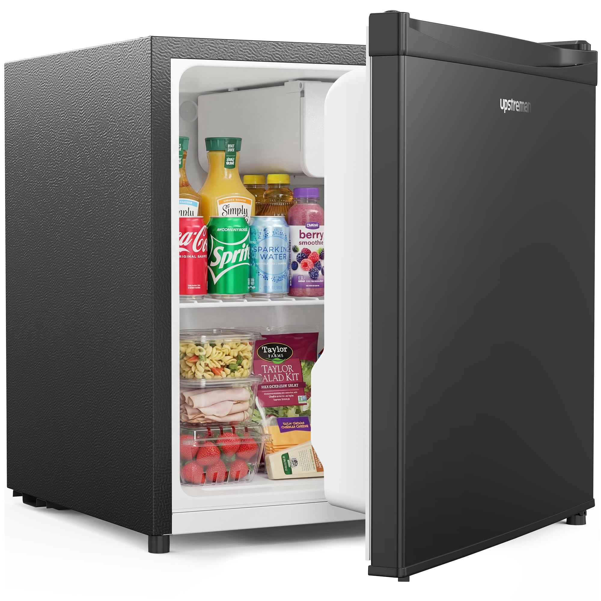 Upstreman 46L Mini-Kühlschrank mit Gefrierfach, Energiesparend und Leise - Kleiner Kühlschrank Ideal für Schlafzimmer und Wohnräume