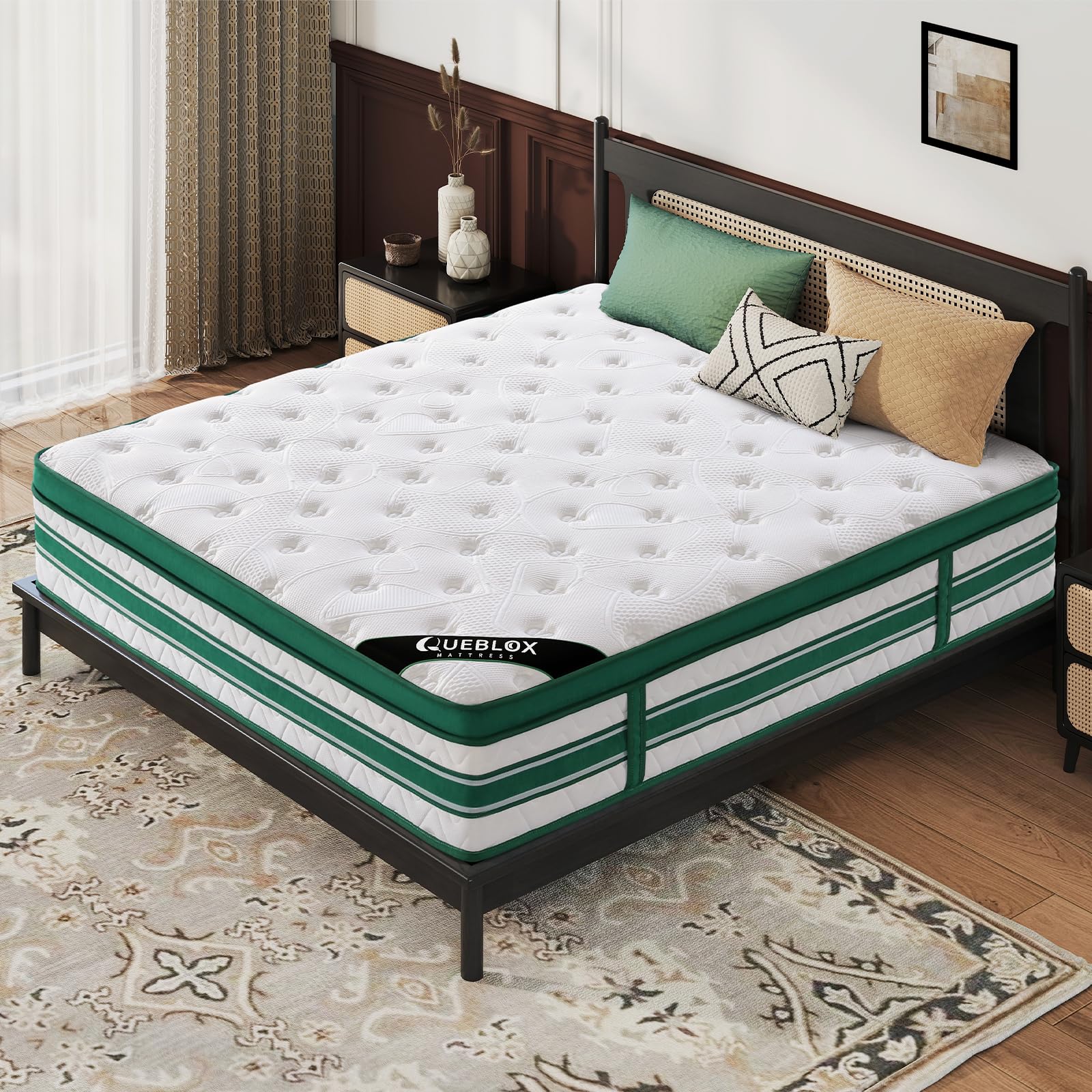 Queblox Matratze, HöheTaschenfederkernmatratze, Härtegrad H3, Öko-Tex Zertifiziert, ergonomische 7 Zonen Matratze, für Erwachsene (28cm, 90x200x28cm)