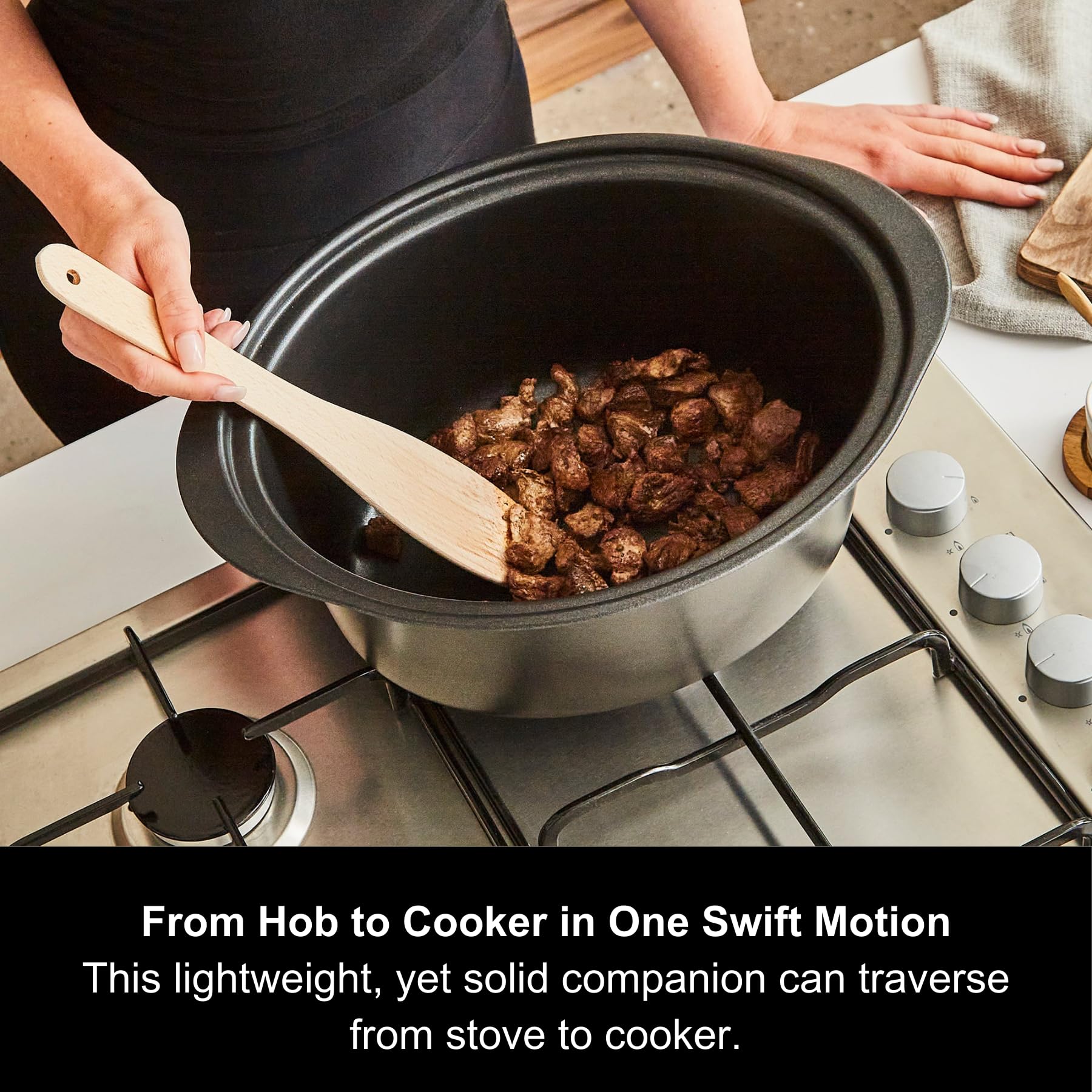 Morphy Richards 461014 Sear & Stew - Olla de cocina lenta de aluminio (6,5 L), solución de olla