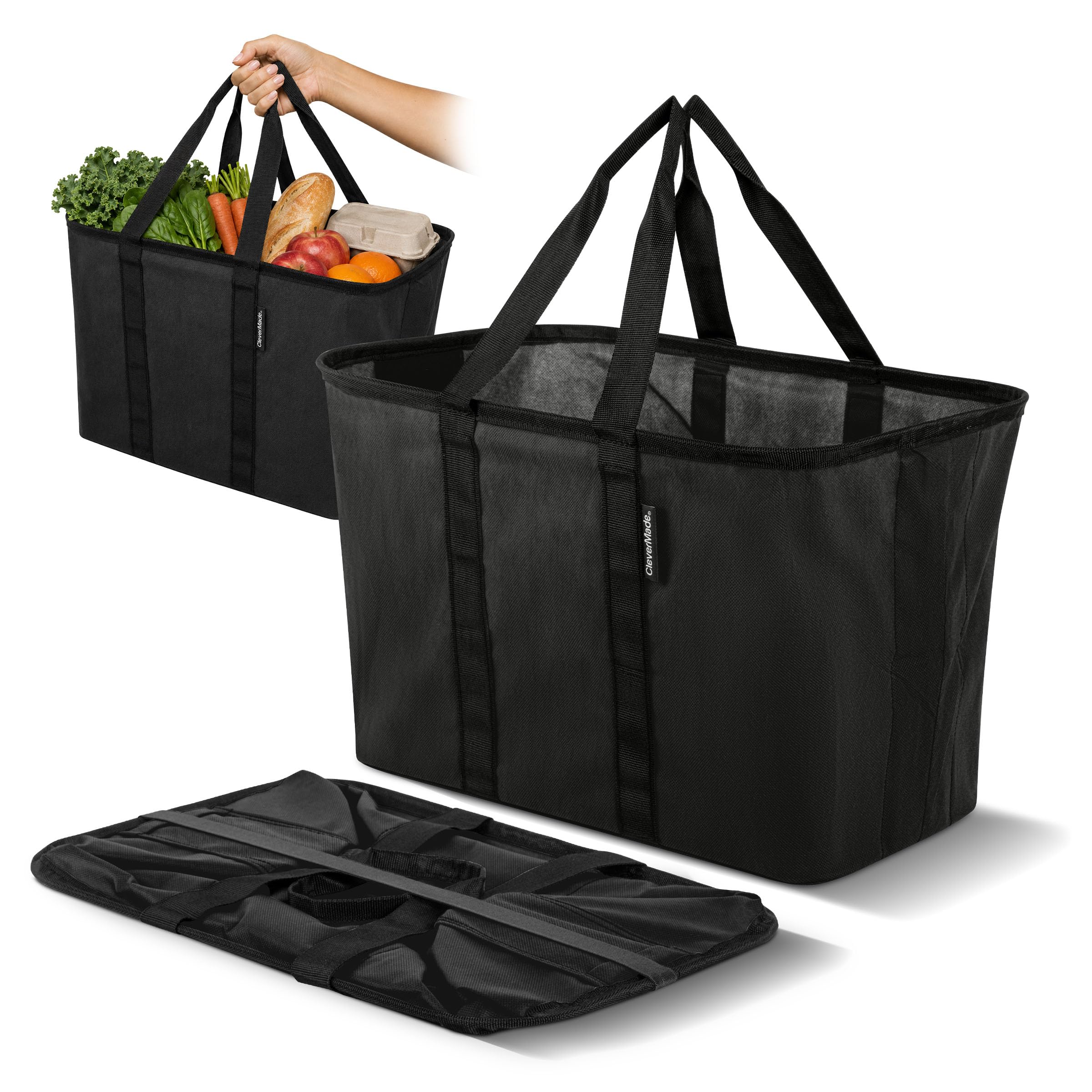 CleverMade EcoBasket Collapsible Grocery Tote, 30L Structured Tote Bag