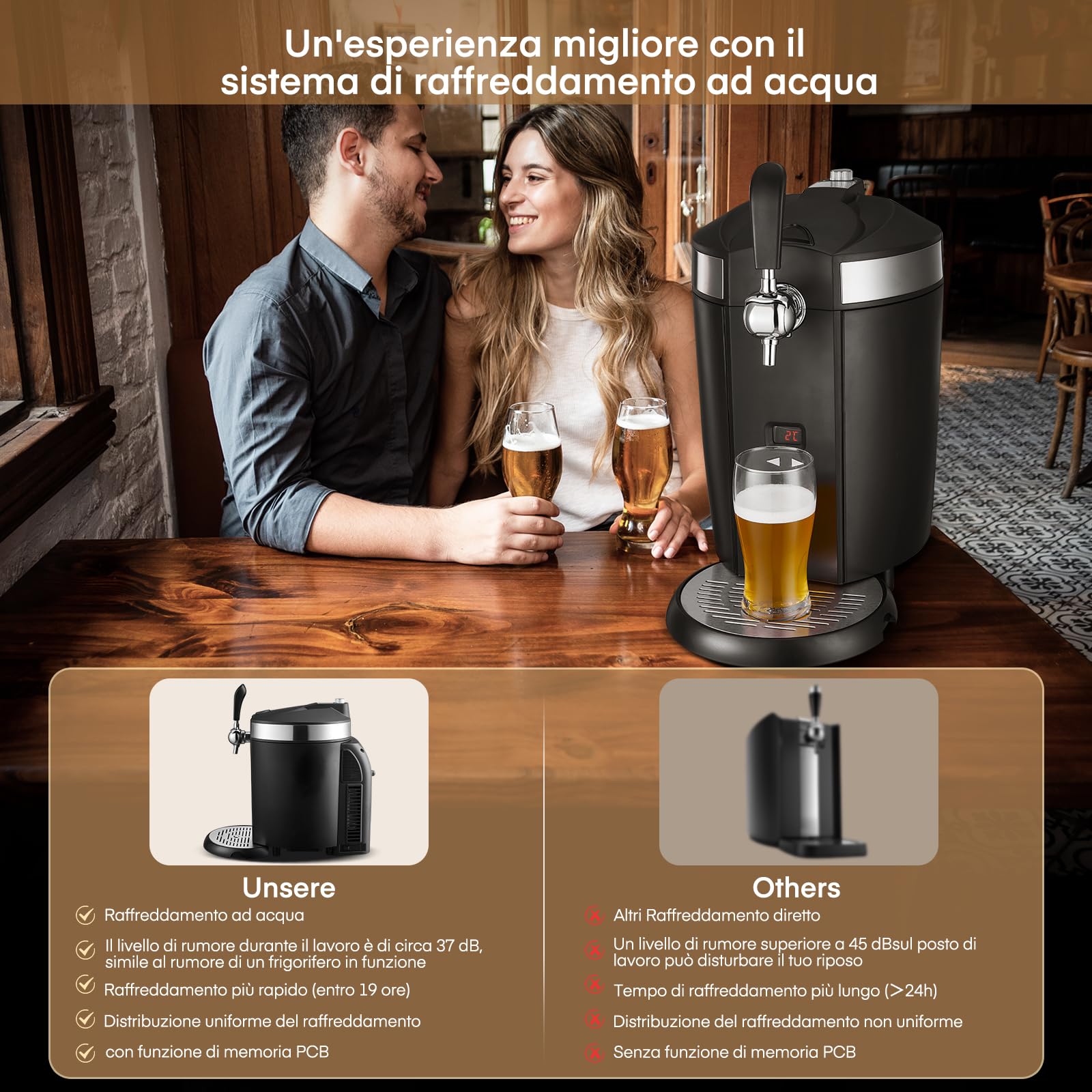 Spillatore di Birra, Impianto di spillatura per birra, Spillatore di Birra, Compatibile con Fusti Universali Pressurizzati/non Pressurizzati da 5L