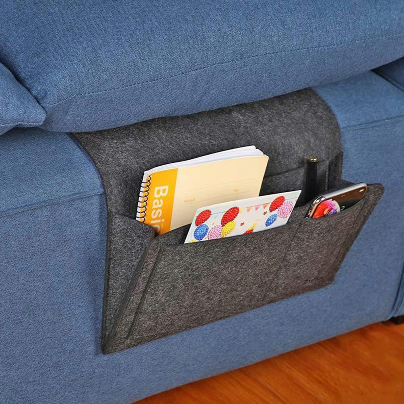 Organisateur De Lit Suspendu En Feutre Beige - Poches Multiples Pour Télécommande, Téléphone, Livres - Rangement Pratique - 10