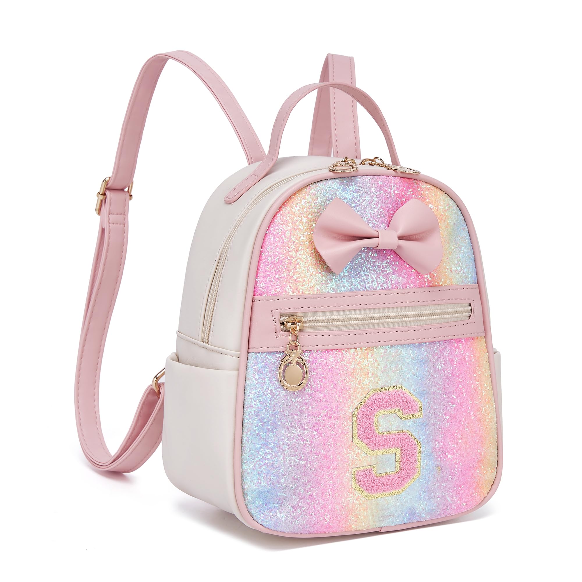 I IHAYNER Girls Initial Purse Small Backpack for Kids Cute Mini Backpack for Girls Personalized Trendy Stuff Gifts for Women （Pink-S）