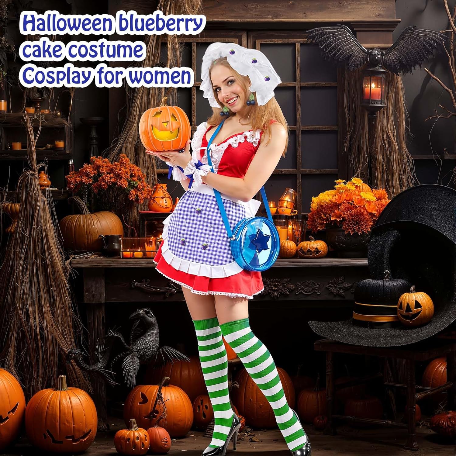 Coume 7 Pcs Strawberry Cake Costume Women Halloween Sweety Berry Accessories for Women Adult Halloween Cosplay Dress up Party - Image 6