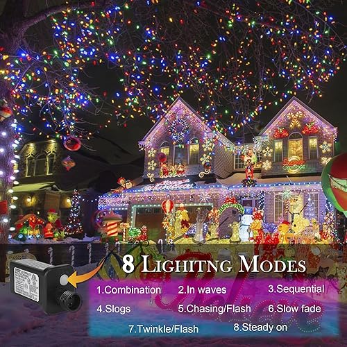 Miniatura 3 de Luces decorativas de Navidad para exteriores, tira de 500 luces LED con 8 modos de iluminación, luces parpadeantes impermeables de alambre