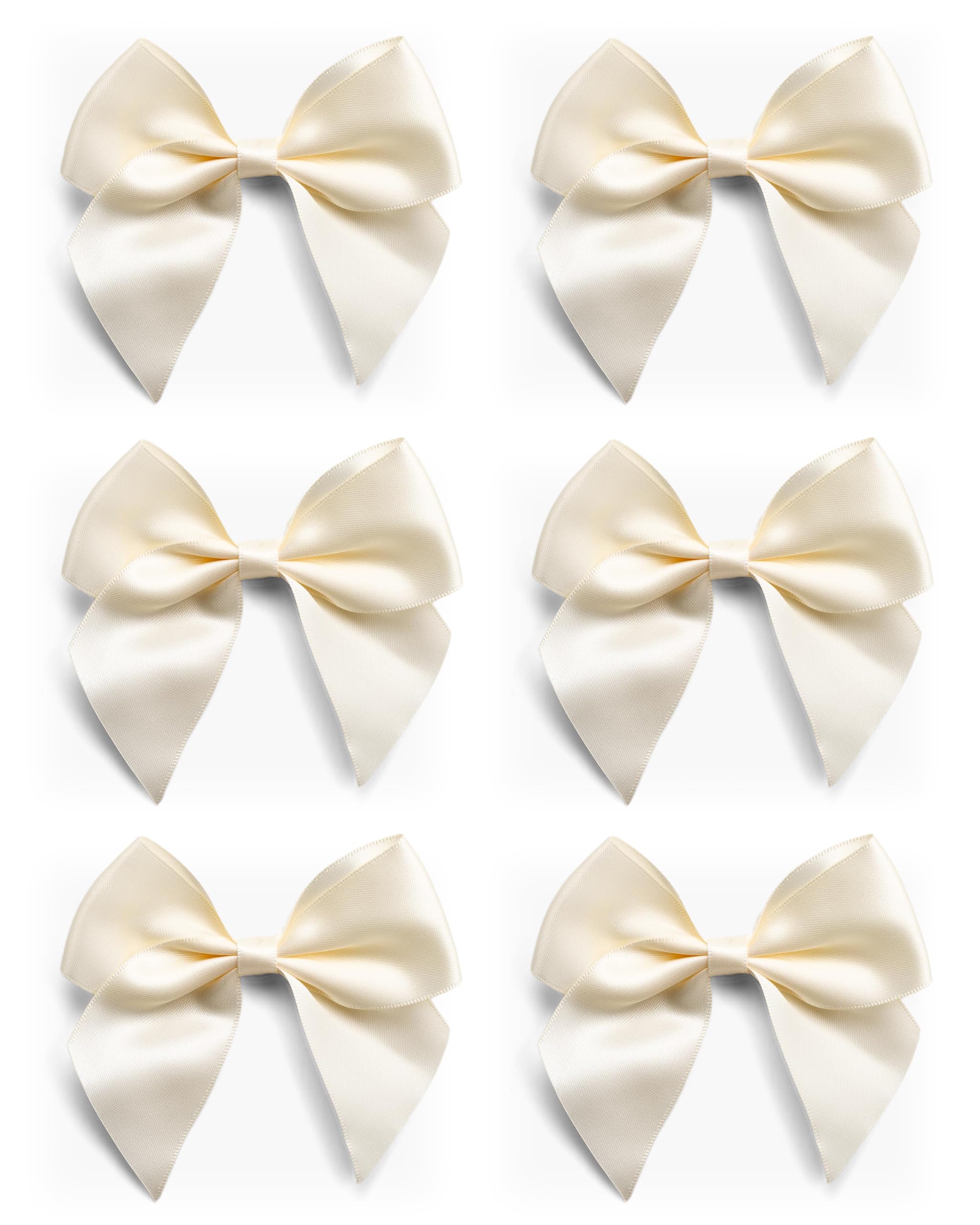 Italian Options Large Satin Ribbon Bows, Self-Adhesive Fabric Bow Decorations for Gift Wrapping, Hampers, Cake Decoration, Hair Bows, Crafts, Crafting, Ivory, 12 Pack, 10 cm