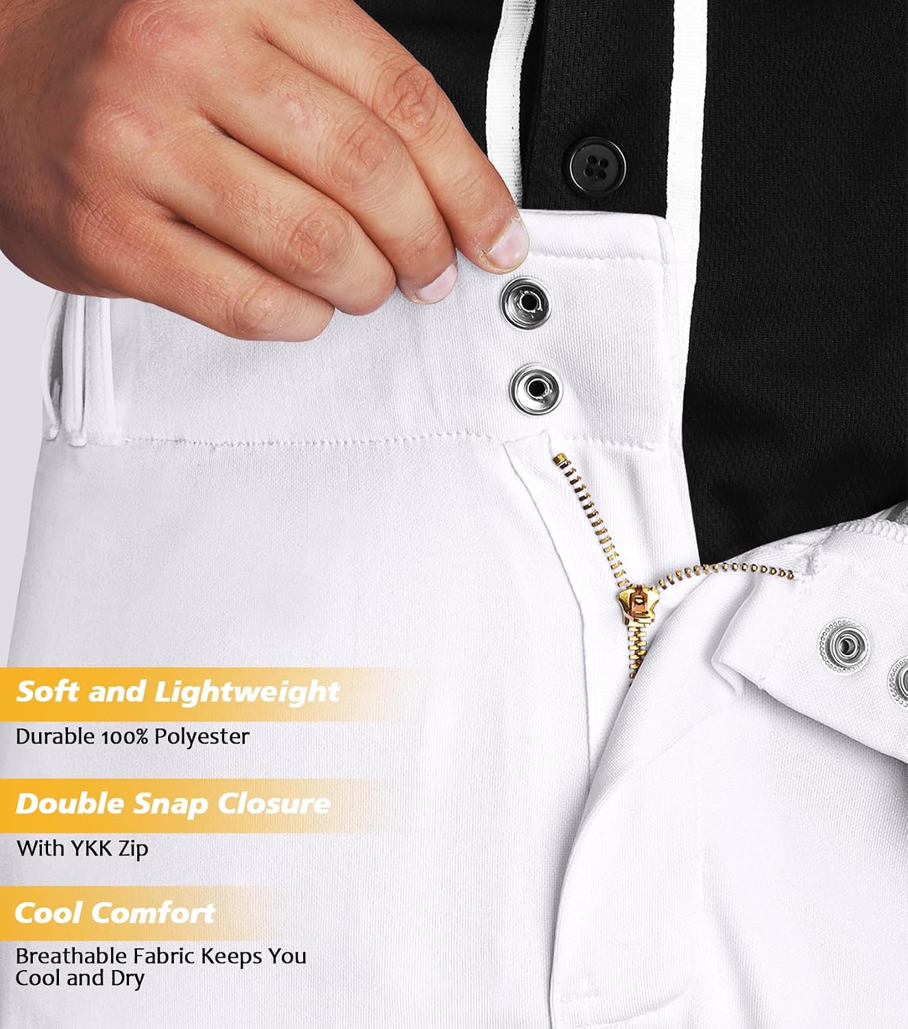 Full Length Men's Baseball Pants, Open Bottom, Loose Fit Adult Baseball Pants with Adjustable Length