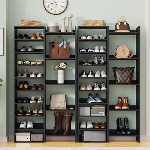 Miniatura 7 de Zapatero de 14 niveles, organizador de zapatos moderno de 60 pulgadas de alto, armario de almacenamiento de zapatos con cubos abiertos, 30 pares de