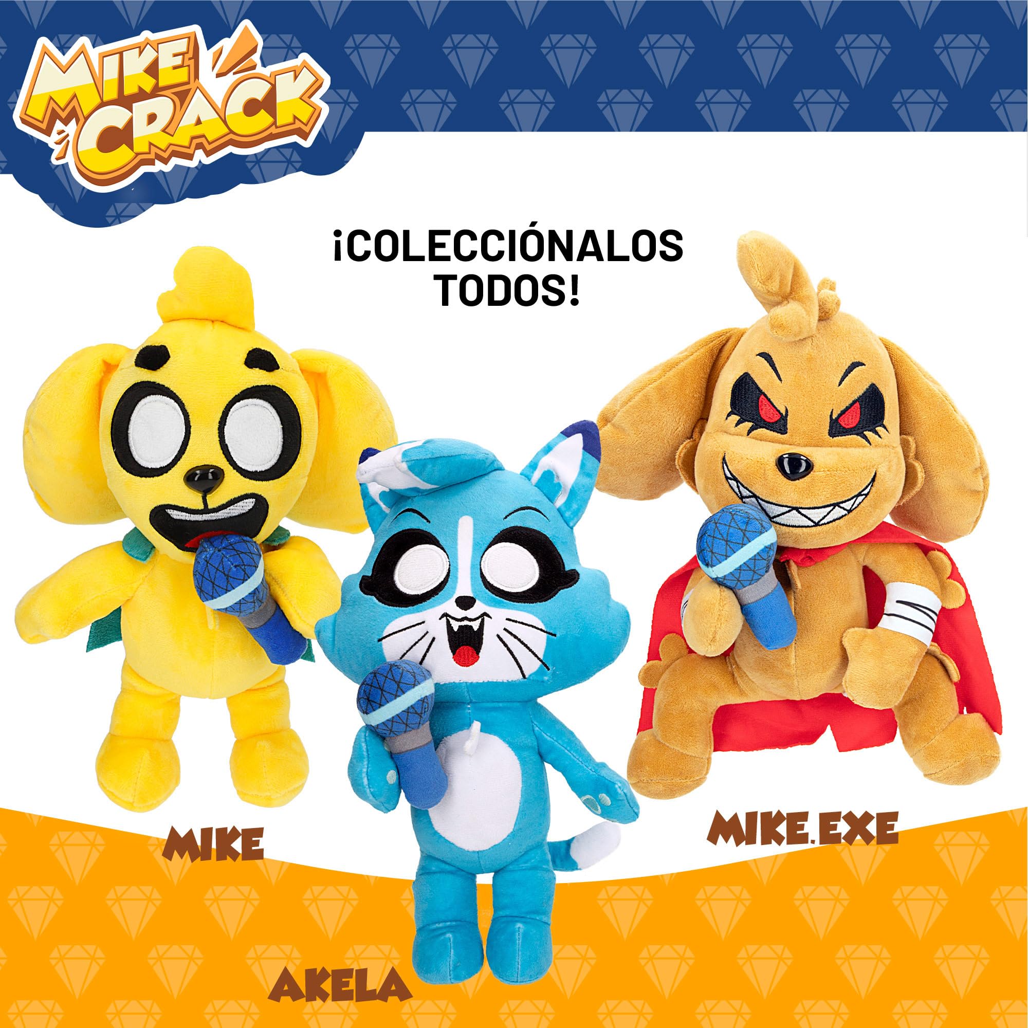 ColorBaby Mikecrack, peluche interattivo, cane Mike, con musica, registrazione e riproduzione vocale, giocattolo personaggio Youtube, 29 cm, canta cioccolato con mandorle, ripeti quello che dici