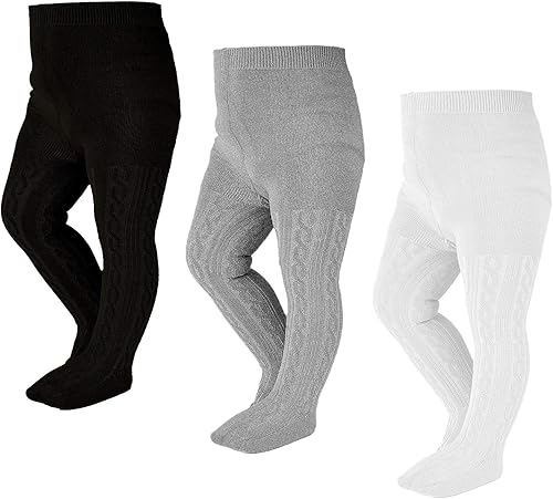 Epeius - Leggings de punto trenzado gruesas para bebés o niñas medias de algodón para recién nacido y niñas pequeñas paquete de 3 4 5 y 6 unidades
