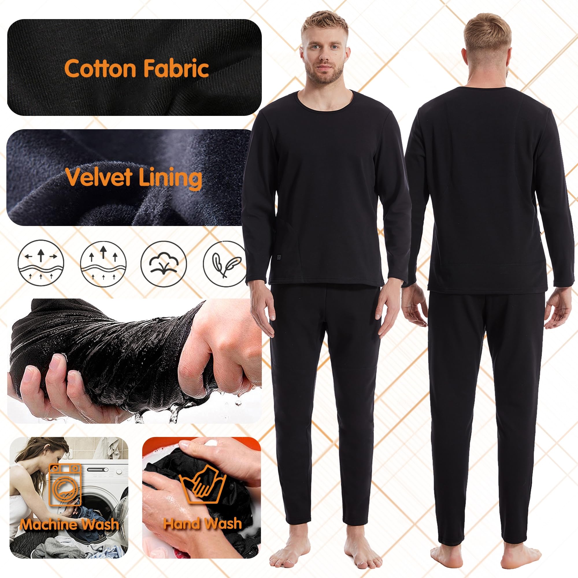 Hombres Calentado Ropa Interior Térmica Caza Caliente Larga Johns Conjunto con 22 Zonas De Calefacción Eléctrica Camisa Y Pantalones
