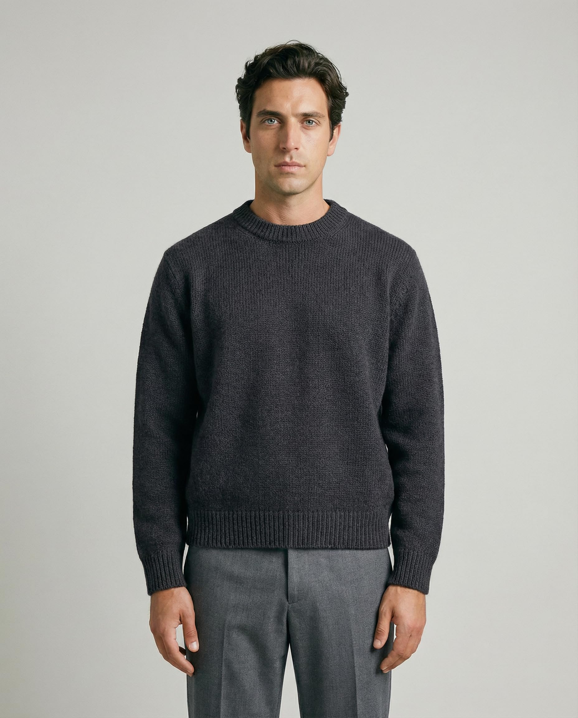 Diana Studio - Girocollo in 100% Lana Shetland, Uomo, Maniche Lunghe, Boxy Fit, Fatto in Italia
