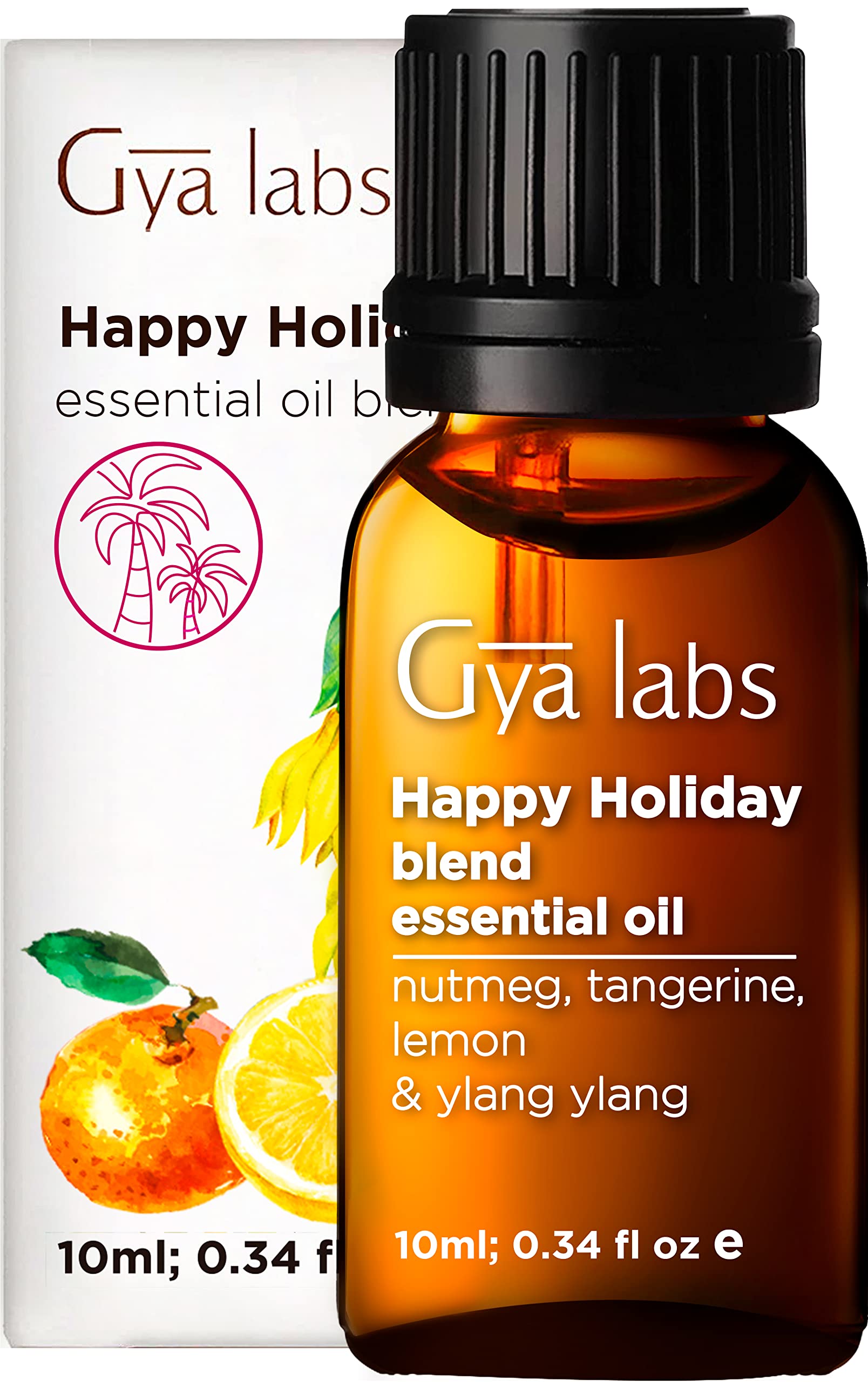 Gya Labs Happy Holiday Essential Oil Blend (10ml) - Comforting & Uplifting, Festive Season Aromatherapy Oil