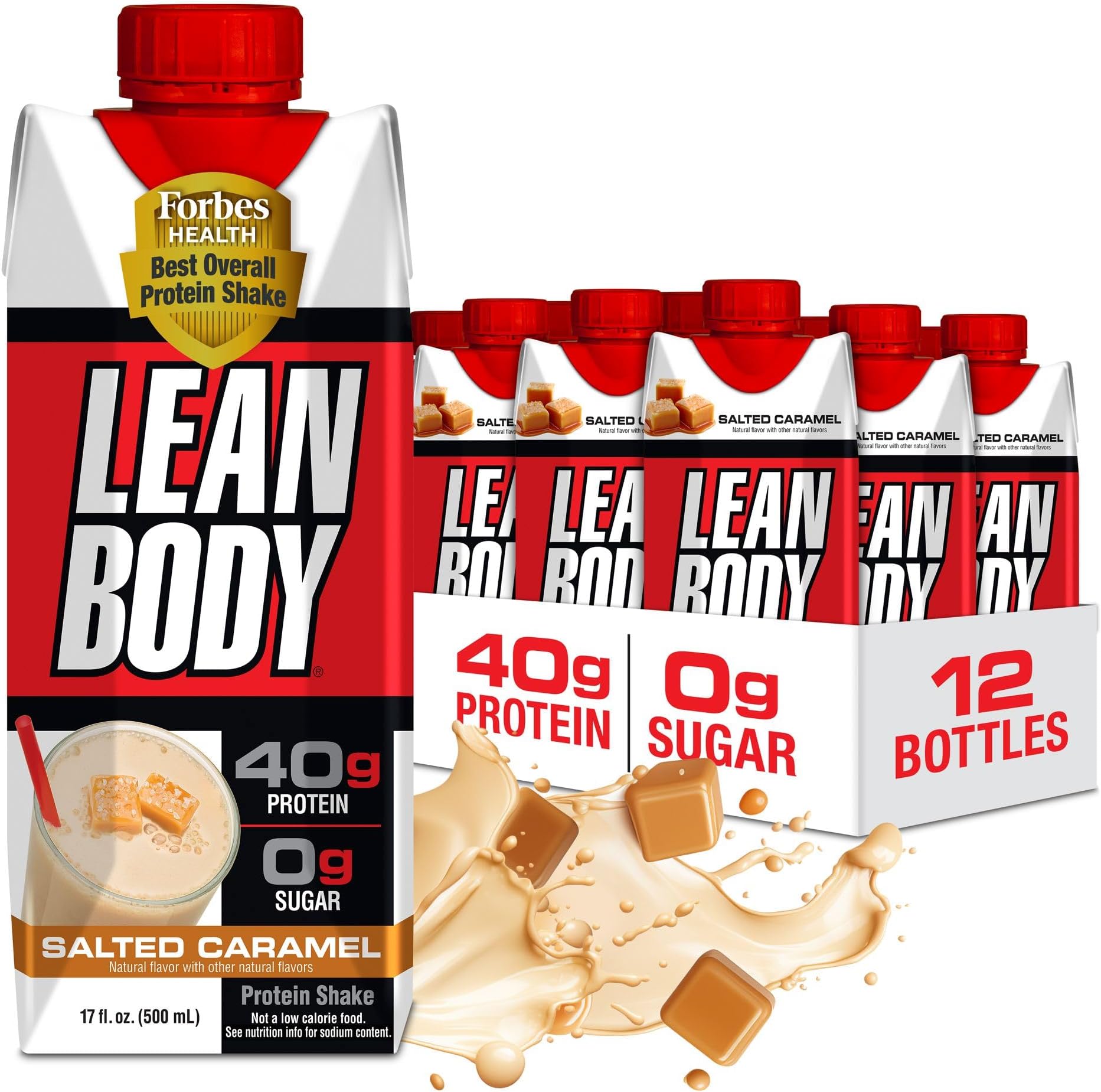Labrada Nutrition Lean Body Ready To Drink Protein Shake (500ml, Pack of 12, Salted Caramel)_Whey Protein Blend_Zero Sugar, 40g Protein, Gluten Free, 22 Vitamins & Minerals