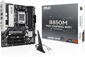 ASUS B850M MAX GAMING WIFI, AMD MAMD ATX Motherboard, 8+2+1 Power Stages, DDR5 Slot, PCIe 5.0 Ready, 3 M.2 Slots, WiFi 6, …